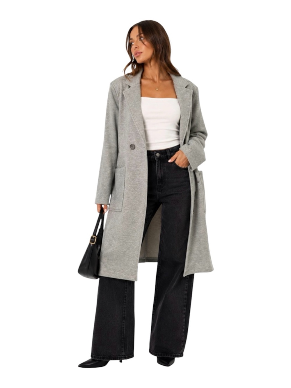 Onepiece Minimalist Long Grey Coat - Classic Single-Breasted Overcoat 🩶